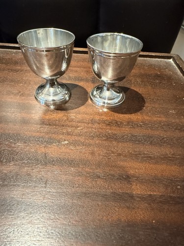 Silver plated egg cups - egg,