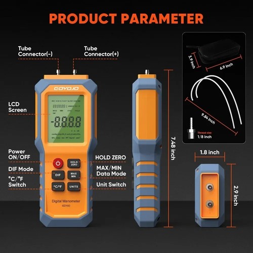 Digital manometer with backlit - digital,