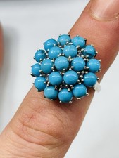 TJC big silver,turquoises and tanzanites ring UK size K new with tag