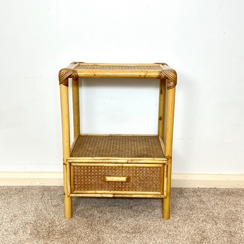Vintage rattan bedside table - rattan,