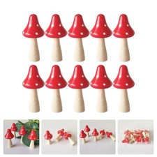 10Pcs Wooden Mushroom Decors