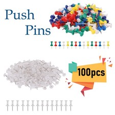 100x Push Pins Clear & Mix