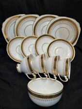 Vintage 13 piece Windsor Bone China Tea Set - White and Gold Made In England 