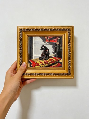 Black cat vintage - turkish, rug