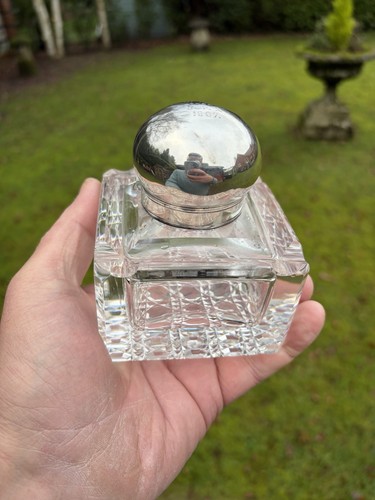 Silver topped cut glass - glass, desk