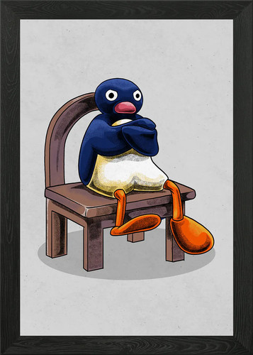 Angry pingu meme framed wall - meme,