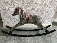 Decorative Painted Rocking Horse Grey Mottled on Black frame 78 cm L x  40 cm H