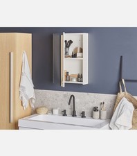 Bathroom Wall Mounted Mirror Cabinet PRIMAVERA 40 cm 60 cm White