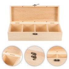 Wooden Box 4-slot Wood Crate Unfinished Mini Wooden Jewelry Box Case Size S