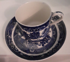 Vintage Adderley Ware Old Willow Blue and White EXPRESSO CUP AND SAUCER (crazing