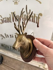 Vintage 1970s Brass Stags Head
