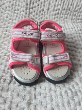 Geox Girls Italian Patent Sandals Pink White Pink Light UP UK 7.5 EU25 Hook Loop