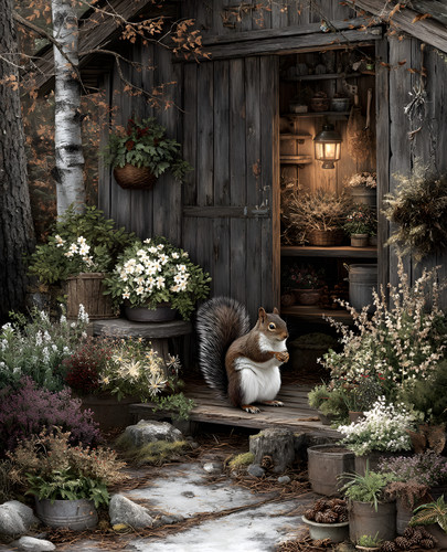 Red squirrel outside - red,