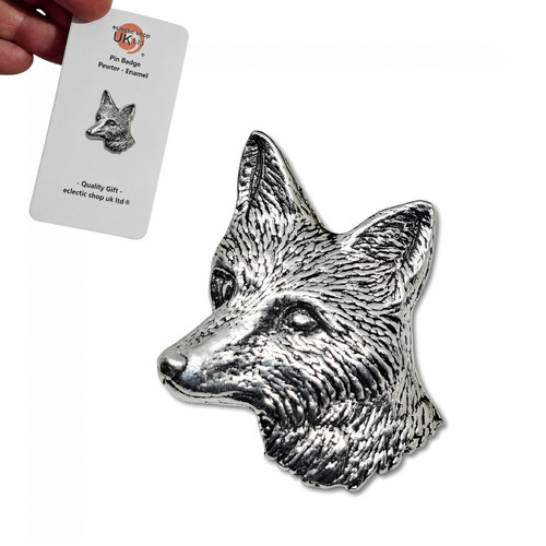 Fox pin badge - badge, pewter