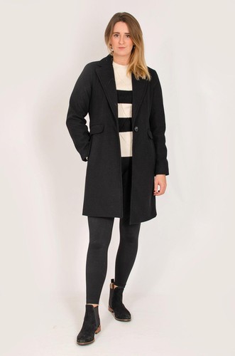 Black crombie coat - crombie, single