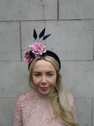 Dark navy blue blush pink - blue,