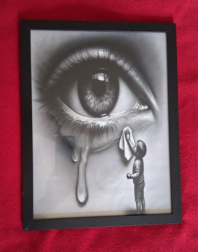 Boy wiping crying eye canvas - eye,