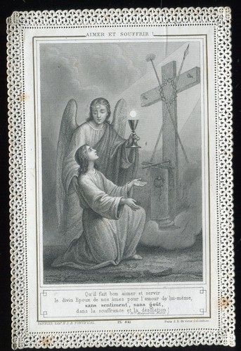 Antique lace holy - card, canivet
