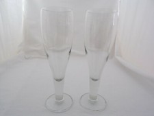Pilsner Beer Glasses Unique Heavy Stems Set of Two  Clear  9-1/4" tall 12 oz b23