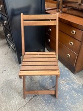 Solid Brown Hardwood Folding Slatted Garden Dining Chair