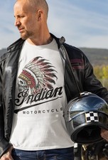 Indian Custom Motorcycle Racer biker vintage printed T-Shirt Tee Top