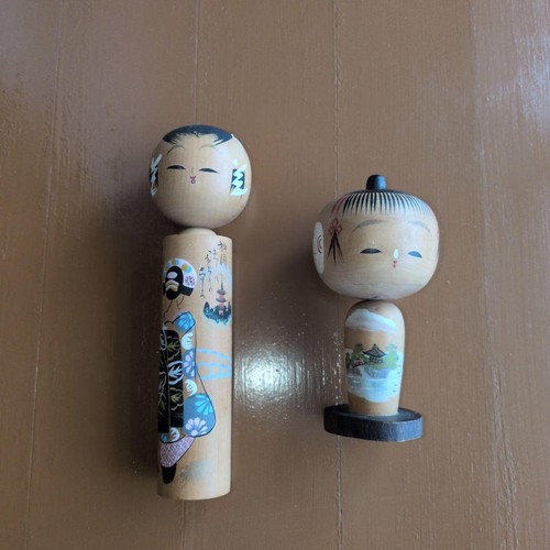 Kokeshi pair hand painted - kokeshi, hand-painted