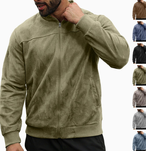 Men casual faux suede zip - men,