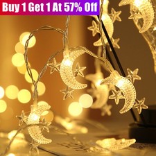 Ramadan Moon Star LED String Fairy Lights EID Mubarak Garland Muslim Decorations