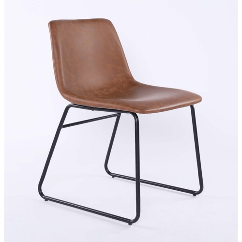 Brown leather chair dining - leather,