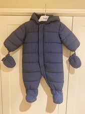 M&S Teddy Bear Lined Blue Snow