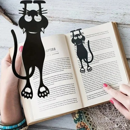Black cat bookmarks 3d - black, bookmarks,