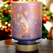 Pink LED Table Lamp Cordless Glass Light Illuminated Flowers Battery Operated