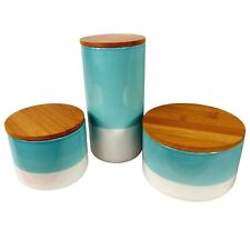 Set of Three Canisters Aqua