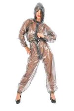 PVC Full Suit Rain Suit Rubber Size M-2XL Black Transparent