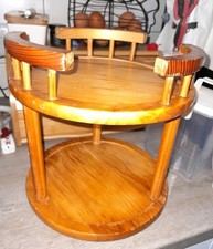 2 TIER WOODEN LAZY SUSAN ROTATING SPICE RACK HOLDER.