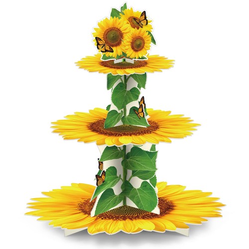 Sunflower cupcake stand party - sunflower,
