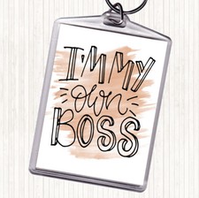 Watercolour I'm My Own Boss Quote Bag Tag Keychain Keyring
