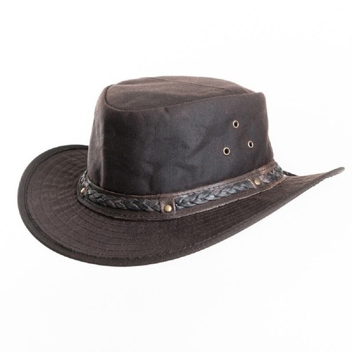 Waxed cotton fedora aussie - waxed,