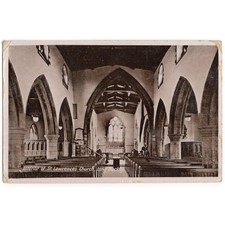 LONG BUCKBY Interior of St Lawrence's Church, RP Postcard Postally Used 1949