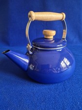 Vitage Royal Blue Kettle with Wooden Folding Handle in Royal Blue.