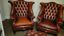 PAIR OF STUNNING QUEEN ANNE CHESTERFIELDS