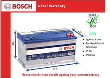 EFB Battery fits BENTLEY MULSANNE CONTINENTAL 4.0 6.0 6.8 09 to 20 Bosch 019 EFB