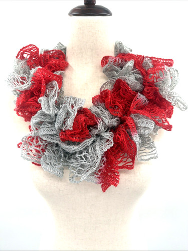 Handmade ruffle yarn scarf - yarn,