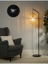Black Floor Lamp with Bamboo