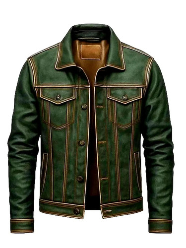 Men green lambskin trucker - men’s,