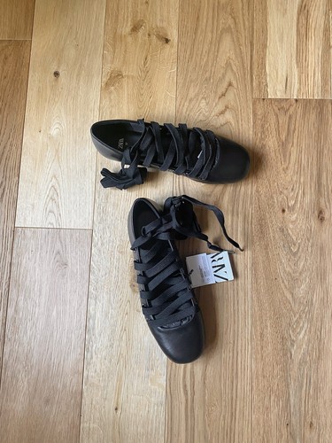 Zara black leather lace - lace, up