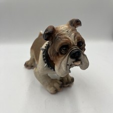 Vintage Old English Bulldog Figurine Spiked Collar Resin