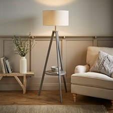 Grey Tripod Shelf Floor Lamp