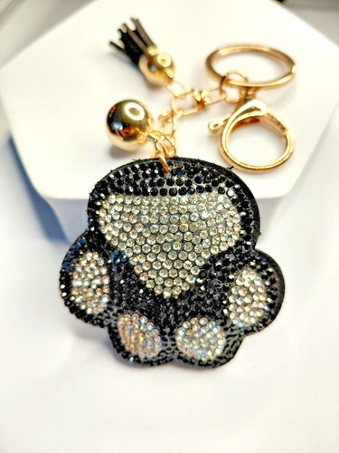 Sparkly paw print keyring - sparkly,