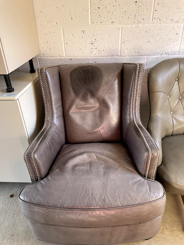 Leather armchair grey colour - leather, armchair,